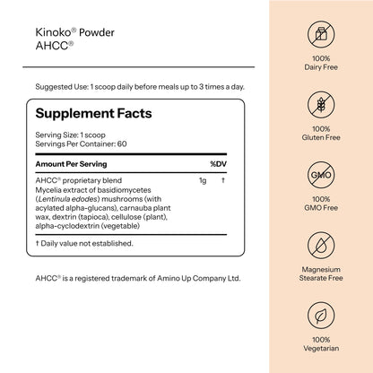 AHCC® - Kinoko® Powder + Free Frother QUALITY OF LIFE
